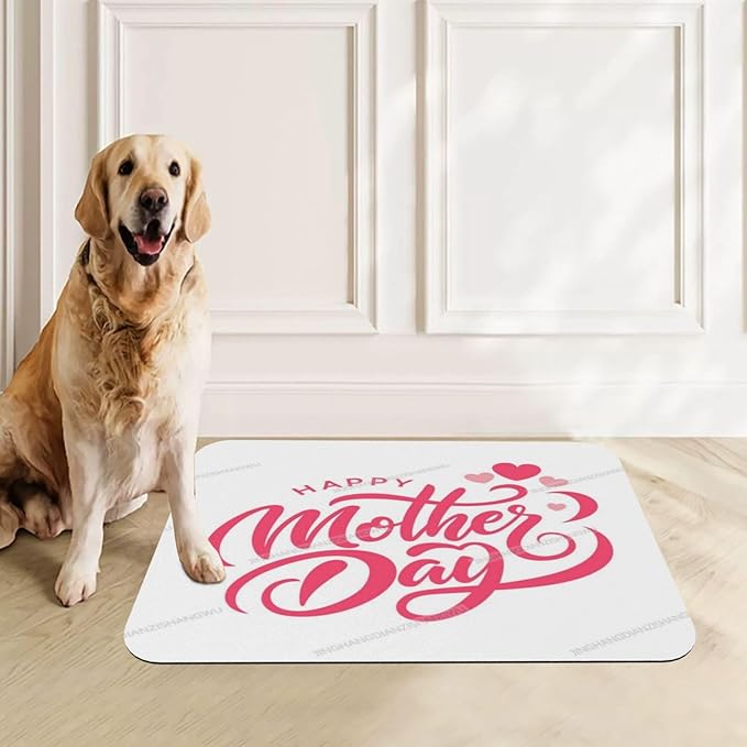 Dog Food Mat Dog Mat for Food and Water 18X12In Happy Mother's Day Floral Gift for Mom Gu No Stains Cat Pet Feeding Mats Water Bowl Messy Drinkers
