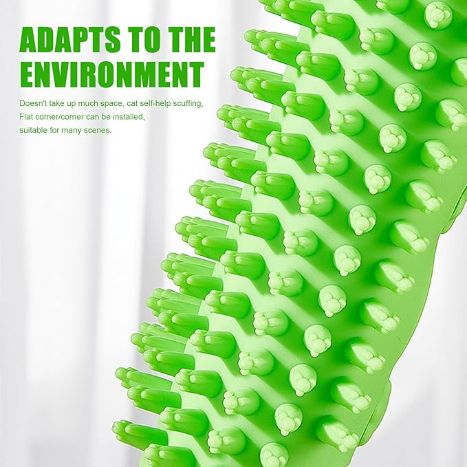 Cat Massager, Wall Corner Groomers Soft Grooming Brush, Soft Cat Corner Scratcher Self Grooming Massage Combs, Cat Self Groomer for Kitten Puppy (green)