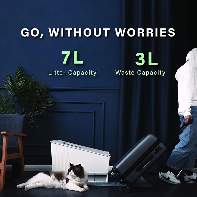 HONEY CARE Self-Cleaning Cat Litter Boxes, Automatic Cat Litter Box for Multiple Cats, APP & Alexa Voice System Smart Secure Control, Matte White