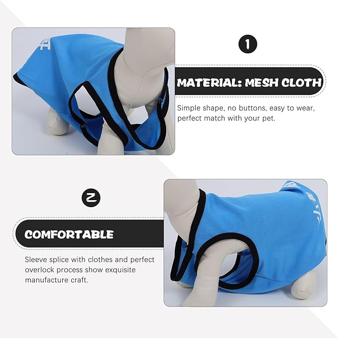 Pet Dog Vest Mesh Cooling Sleeveless Shirt Blue XL Breathable Puppy Clothes Lightweight Summer Pet Supplies