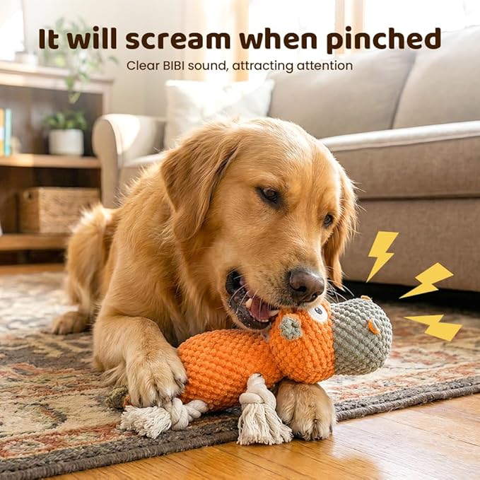 Indestructible Dog Toy, 2026 New Durable Dog Toys for Aggressive Chewers, Plush Chew Toy for Small Medium Large Dogs (Orange)