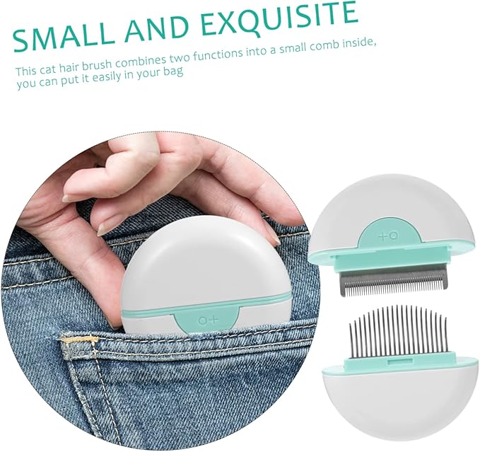 Luxshiny Cat Hair Comb Massage Brush for Shedding and Grooming Long Hair Cats Cleaning and Detangling Tool with Dual Combs and Tangle Removal Portable Pet Grooming Accessory