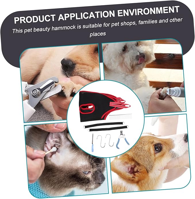 Happyyami 1 Set Cat and Dog Nail Trimming Hammock Pet Grooming Sling for and Comfortable Nail Care and Design for Home and Salon Use Accessories Random Color