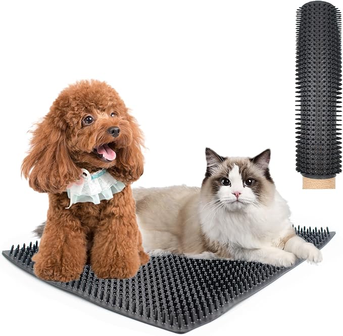 2 PCS Dog Scratching Post Pad, 14.2 x 11.8 Inch / 36 x 30 cm PVC Dog Back Scratcher, Soft Touch Itch Relief Pad, Massage Bed Massage Brush for Wooden Stake Wall Sofa Ground