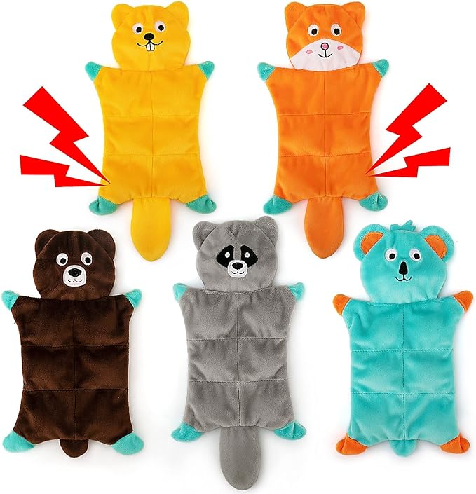 No Stuffing Dog Toys - 5 Pack Squeaky Dog Toys Plush Set for Puppy Teething,Durable Chew Toys for Small Medium Dogs,Cute Holiday Pet Toys for Playing Training Reducing Boredom