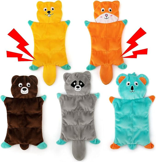 No Stuffing Dog Toys - 5 Pack Squeaky Dog Toys Plush Set for Puppy Teething,Durable Chew Toys for Small Medium Dogs,Cute Holiday Pet Toys for Playing Training Reducing Boredom