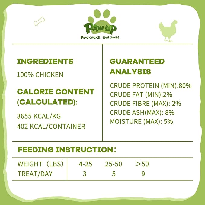 PAWUP Freeze-Dried Dog Treats, Single Ingredient Chicken Breast, High Protein Natural Healthy Treat for Medium & Large Dogs, 3.8 oz