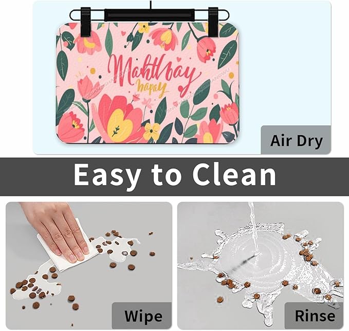 Pet Feeding Mat Happy Mother's Day Floral Gift Mom Cl Absorbent Pet Placemat for Food Water Bowl with Waterproof Rubber Backing 18X12In Quick Dry Water Dispenser Mat Dog Cat