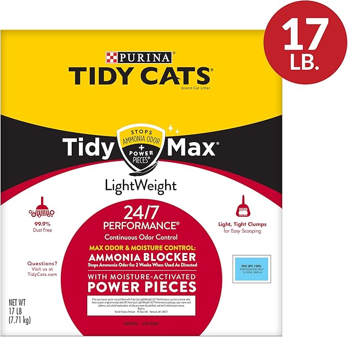 Purina Tidy Cats LightWeight, Scoopable Clumping Cat Litter, Tidy Max 24/7 Performance Formula - 17 lb. Box