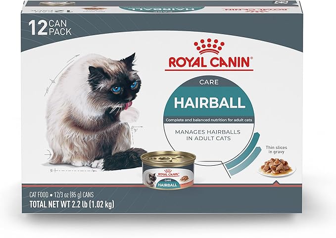 Royal Canin Feline Care Nutrition Hairball Care Adult Thin Slices in Gravy Cat Food, 3 oz (Pack of 12)