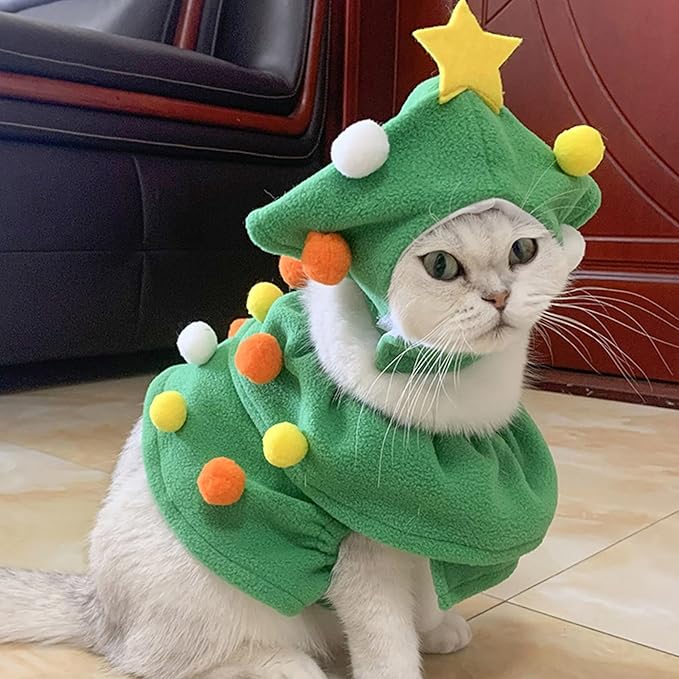 Pet Costume Christmas Tree Animal Cosplay Dress Accessories Pet Supplies 3D Christmas Tree Dog Outfit