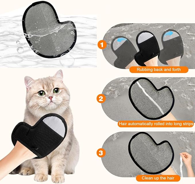 Electrostatic Pet Hair Removal Gloves,2025 New Upgraded Reusable Washable Grooming Gloves for Furniture, Couch, Carpet, Car Seats, Upholstery, Bedding, Cats and Dogs,Static Removal Tool(1 PCS)