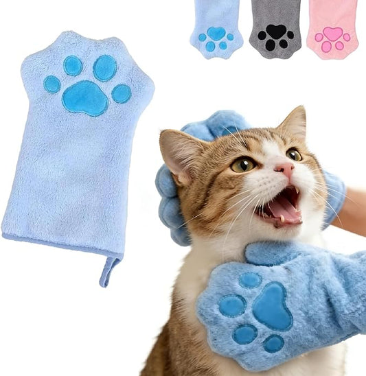 Paw Bathing Towel for Cats Dogs,Makes Paws Washing Easy & Stress-Free,Soft Reusable Pet Grooming Towel,Quick-Dry, Machine Washable Paw Cleaning Mitt for Cats Pets (1pc-Blue)