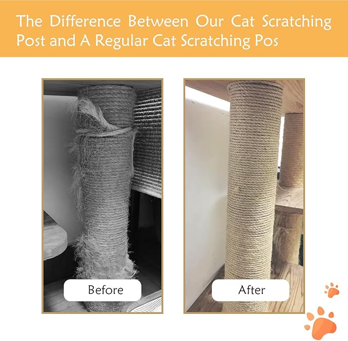 M8 Cat Scratching Post Replacement,4PCS Cat Tree Replacement Post 15.7 in Natural Sisal Kitty Scratcher Refill Poles DIY Scratch Tower Repair Pole for Kittens Furniture Spare Parts