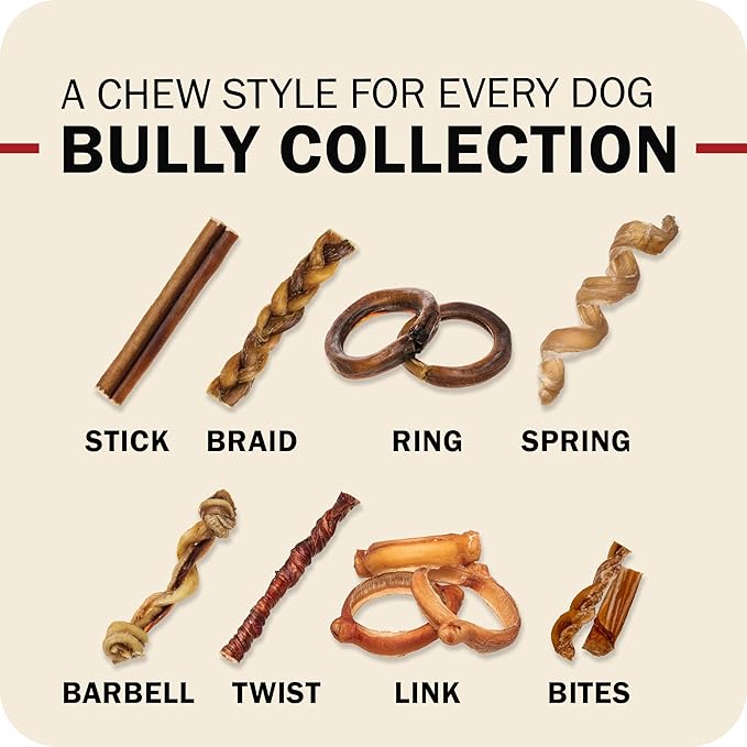 Redbarn Pet Products All-Natural Bully Stick Rings for Dogs - Long Lasting Rawhide Chew Treat - Case of 35