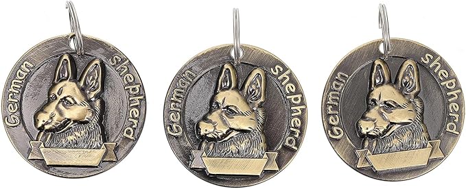 FRCOLOR 3pcs Retro Zinc Alloy Dog Id Tags Vintage Pet Collar Accessories for German Shepherd, Sturdy Hanging Pendants for Pet Supplies