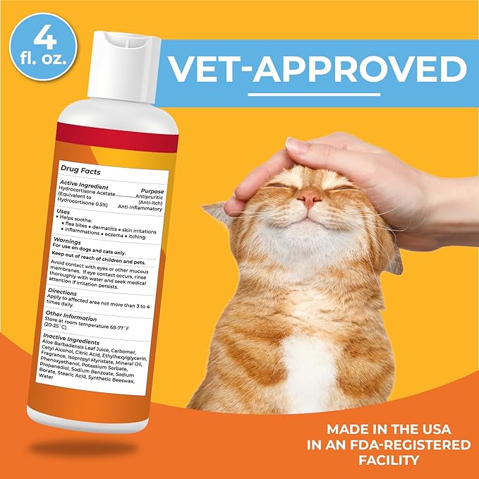 Anti-Itch Hydrocortisone Moisturizing Lotion for Dogs & Cats – Hot Spot Treatment, Dog Itching Skin Relief, Itchy Hotspots Cream, Medicated Ointment for Irritation & Rash