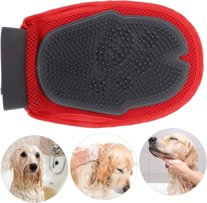 Double Sided Pet Grooming Glove with Breathable Mesh for Gentle Deshedding and Efficient Massaging Comfortable Padding to Prevent Sweating Suitable for Bathing and Hair Care