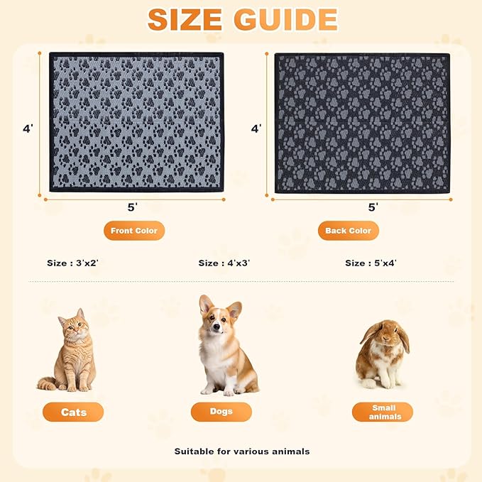 5x4 Feet Cat Bed Mats, Stain-Resistant, Washable and Easy to Clean, Reversible for Double-Sided Use, Convenient Design, Suitable for Both Outdoor and Indoor