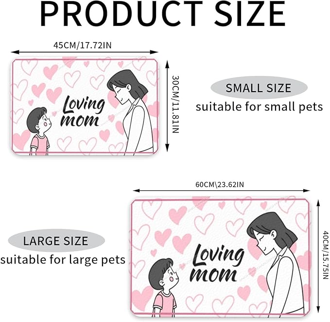 Pet Feeding Mat Happy Mother's Day Floral Gift for Mom Jp Absorbent Pet Placemat for Food Water Bowl with Waterproof Rubber Backing 24x16In Quick Dry Water Dispenser Mat Dog Cat