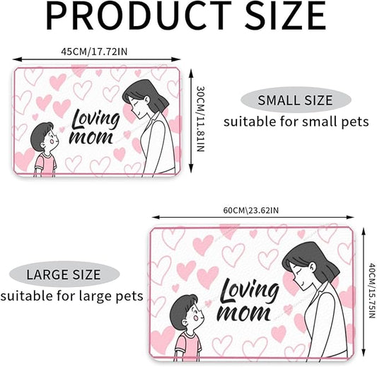 Pet Feeding Mat Happy Mother's Day Floral Gift for Mom Jp Absorbent Pet Placemat for Food Water Bowl with Waterproof Rubber Backing 24x16In Quick Dry Water Dispenser Mat Dog Cat