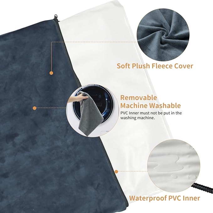 Pet Heating Pad for Cats and Dogs - Electric Warming Mat with Timer & Temperature Setting, Waterproof Cover, Auto Shut-Off - Safe Indoor Bed Warmer 16 * 12inch