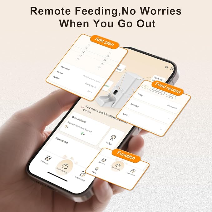 Automatic Cat Feeder with Camera, 1080P HD Night Vision 5G WiFi Smart Pet Feeder for Cats & Dogs – App Control, Timed Feeding, Portion Control, Two-Way Audio, Dual Power Supply