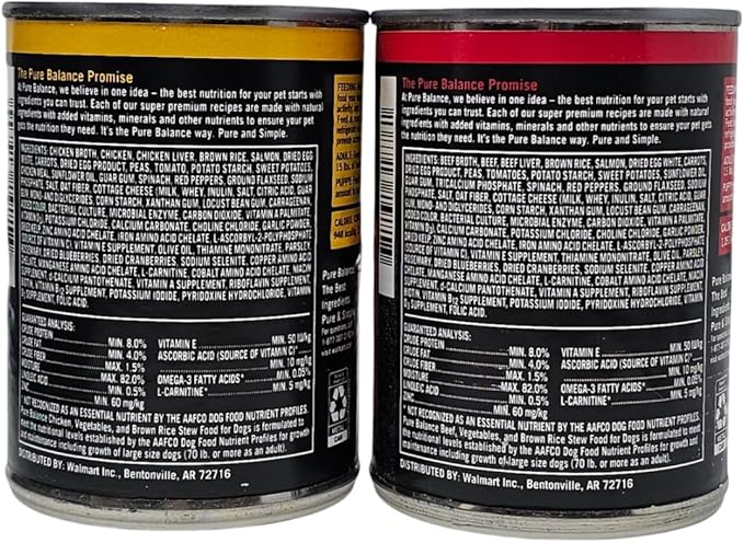 Pure Balance Chicken and Beef Vegetables and Brown Rice Stew Wet Dog Food, 12.5oz Cans (6 Count)
