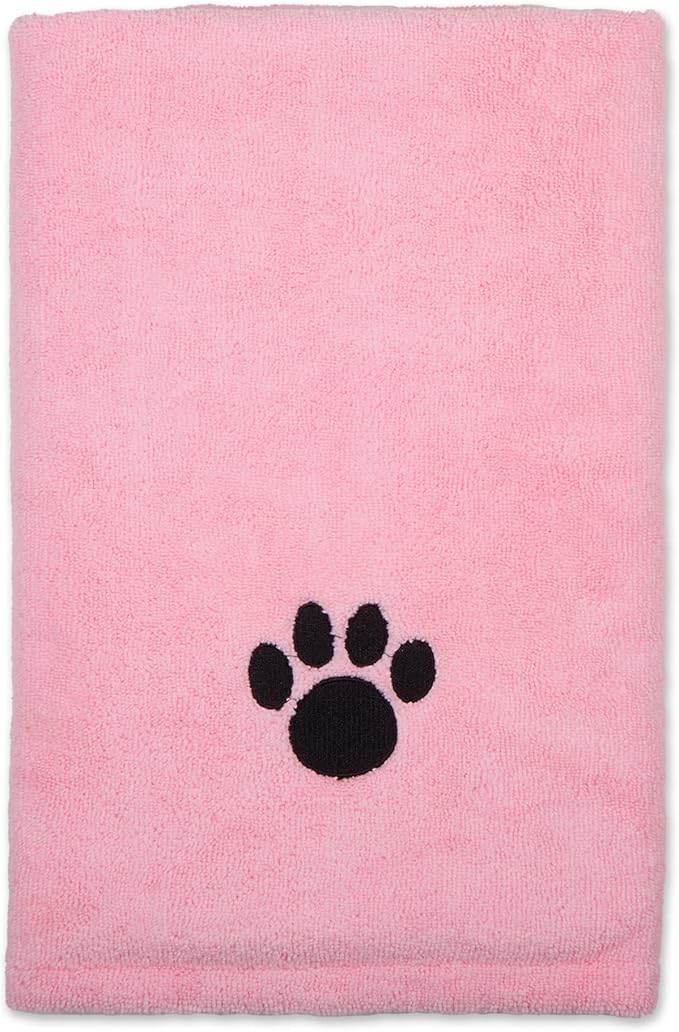 Bone Dry Pet Grooming Microfiber Towel, Embroidered Collection, X-Large,41x23.5, Pink (Pack of 12)