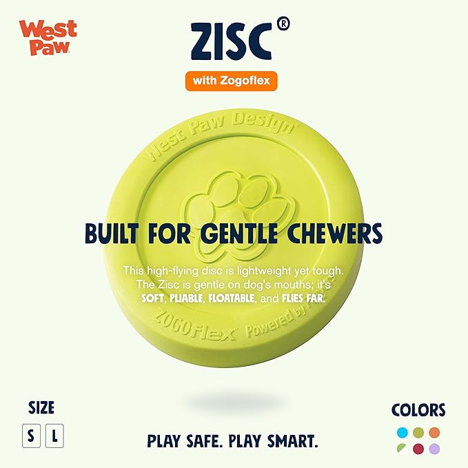 WEST PAW Zogoflex Zisc Dog Flying Disc, High Flying Aerodynamic Disc for Dogs Puppy – Lightweight, Floatable Disc for Fetch, Tug of War, Catch, Play – Doubles as Food/Water Bowl, Large, Granny Smith
