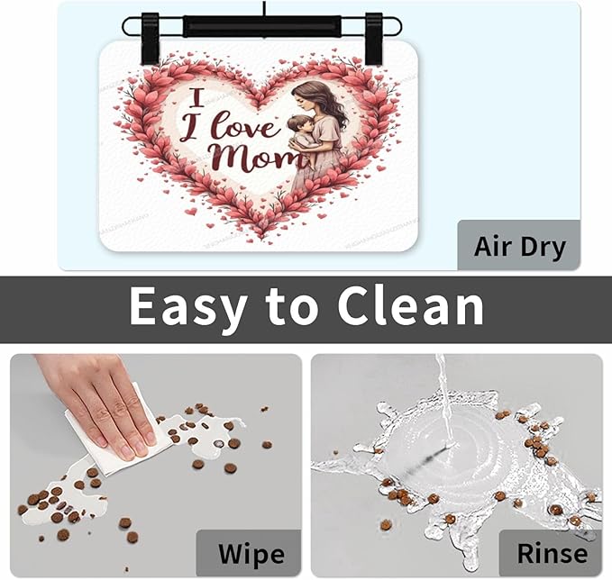 Dog Food Mats for Floors Happy Mother's Day Floral Gift Mom Kn Absorbent Pet Cat Food Mat Quick Dry Dog Bowl Mats for Water Pet Supplies 24x16In