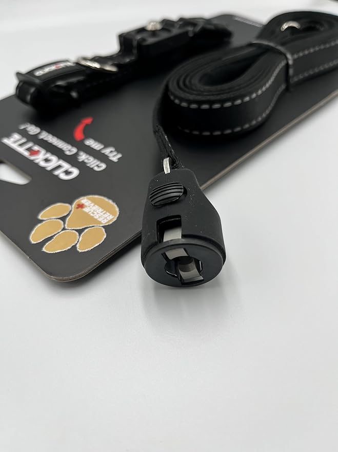 Clickette- Magnetic Quick-Lock Collar & Leash (Black, Medium)