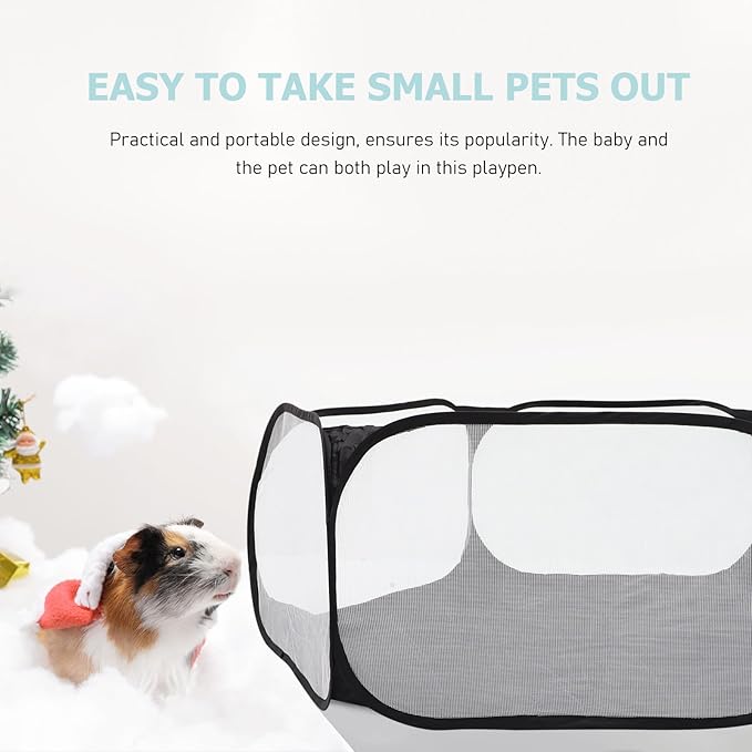 SOLUSTRE Foldable Pet Playpen Pen Fence with Breathable Polyester Mesh, Hexagonal Indoor Puppy Playhouse for Small Dogs, Cats, Rabbits – Anti-Escape Pet Pen Supply