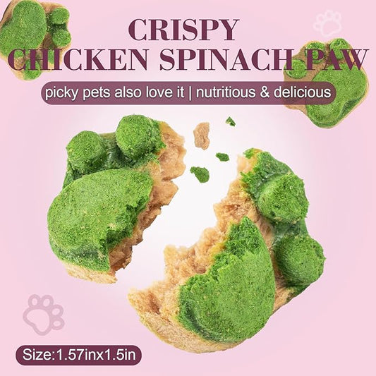 Dylan's cabin Freeze Dried Chicken Cat & Dog Treats - High Protein Spinach Paw with Slamon Training Kitten Snack or Puppy Treats for Coat Gut Healthy, 14pcs