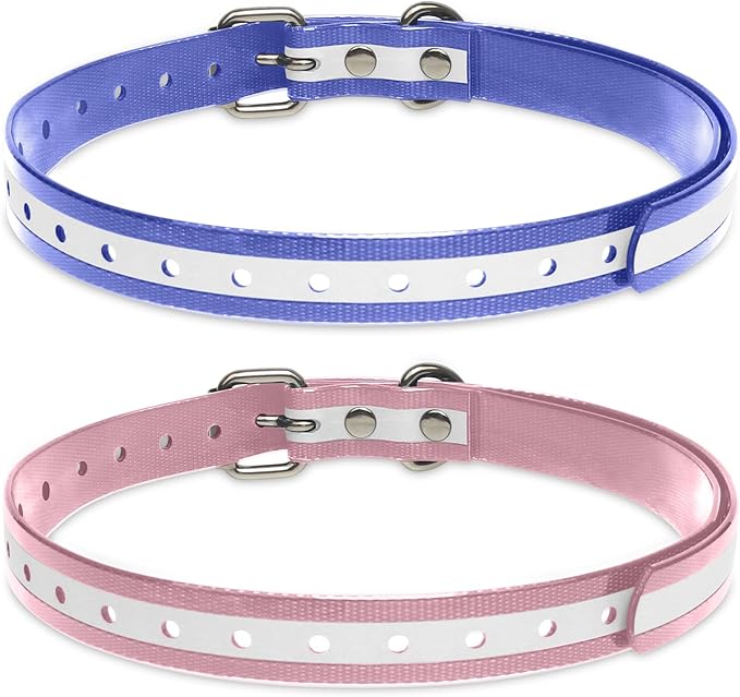Dog Shock Collar Replacement Strap, 3/4 Inch Waterproof Reflective TPU Dog Collar 2 Pack, Replacement Collar for Shock Collar, Compatible with PetSafe Bousnic Sportdog Garmin (Pink & Purple)