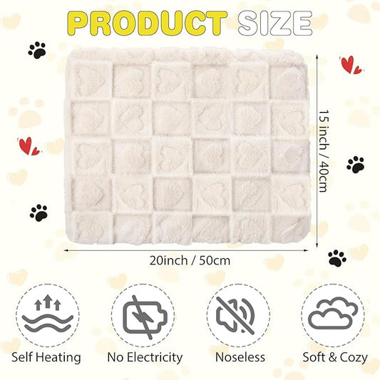3 Pack Self Warming Cat Bed Mat Self Heating Dog Pad Reflects Body Warm Thermal Pet Pad Washable Non Slip Crate Kennel Bed Mat for Indoor Outdoor, 20 x 15 Inch(Cream)