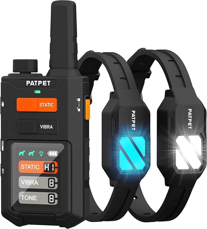 PATPET Shock Collar for Dogs, 4200Ft Dog Training Collar with Remote, 3 Training Modes Beep, Vibration, Static, Rechargeable Electric Collars for Medium Large Dogs