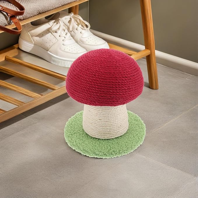 BESPORTBLE Mushroom Shaped Cat Scratching Post with Sisal Wear-Resistant Small Scratch Pole and Base for Indoor Cats Protector