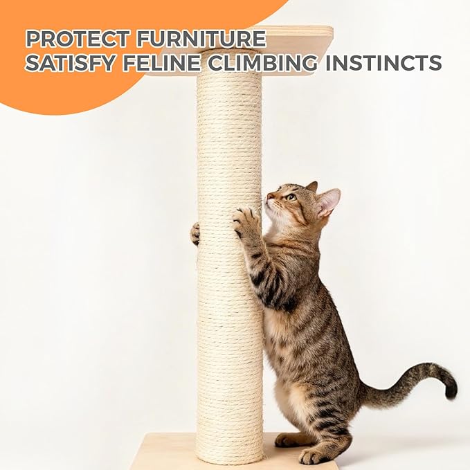 Cat Scratching Post Replacement Pole - 15.7 Inch Refill for Cat Tree Repair, 2-Pack with Screws, Durable Scratch Resistant Surface (White)