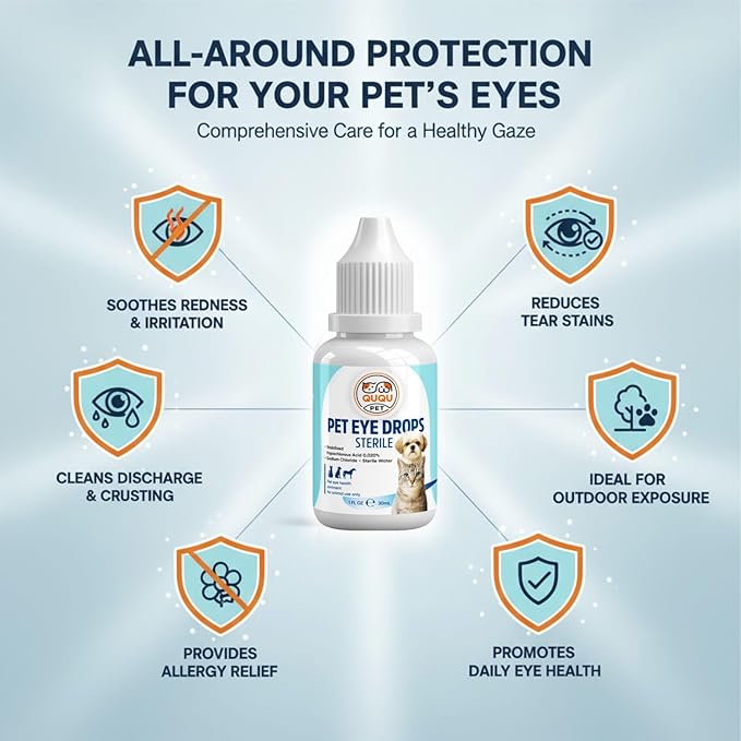 dog eye drops and cat eye drops , pet eye drop , Vet-Recommended Dog Eye Infection Treatment to Soothe Infection Allergy,Relieve Dry Eyes Pink Eyes, Pet Tear Stain Cleaner Horses (0.98 Fl Oz)