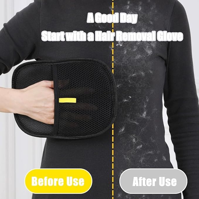 Pet Gloves, Electrostatic Pet Hair Remover Gloves, Reusable Double-Sided Grooming & Cleaning Glove for Cats/Dogs, Furniture, Carpet & Car Seats
