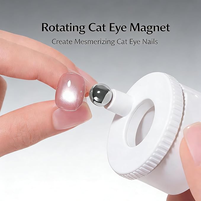 Rotating Cat's Eye Magnet, 2026 New Automatic Glass Bead Suction Of Cat Eye Nail, Beginner Friendly Nail Tool With Uniform Magnetic Force And Excellent Light Absorption (Pink)