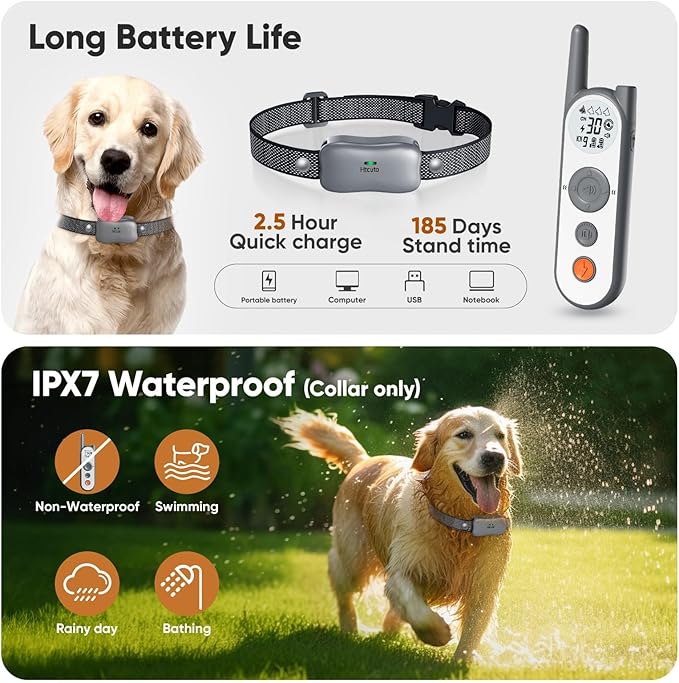 X3 Wireless Dog Fence Training Collar 2-in-1 (3500ft Fence) for Large/Medium/Small Dogs with 3 Training Modes,Rechargeable IPX7 Waterproo (Grey,only 1 Collar)