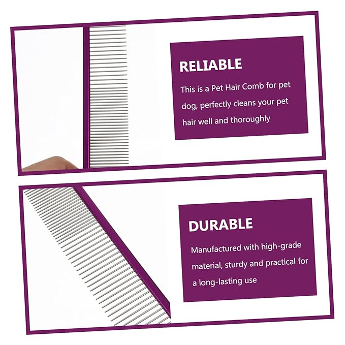 Daily Use Pet Grooming Comb Wear-resistant Dog Hair Comb Ergonomic Design Lightweight and Portable Pet Supply for Cats and Dogs Purple