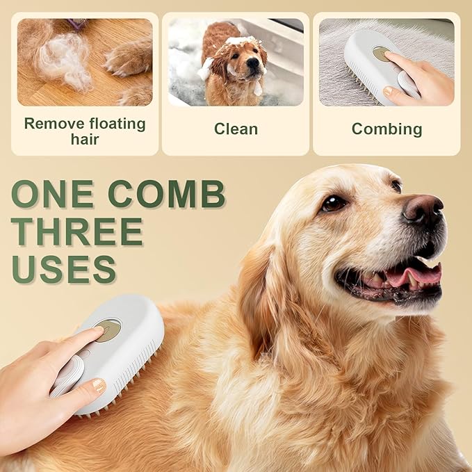 4 in 1 Cat Steam Brush for Shedding, Cat Brush with Steam, Pet Groomer Comb for Massage, Cleaning, Shedding & Combing, Hair Removal Comb for Cats Dogs (2 Pack, For short hair)