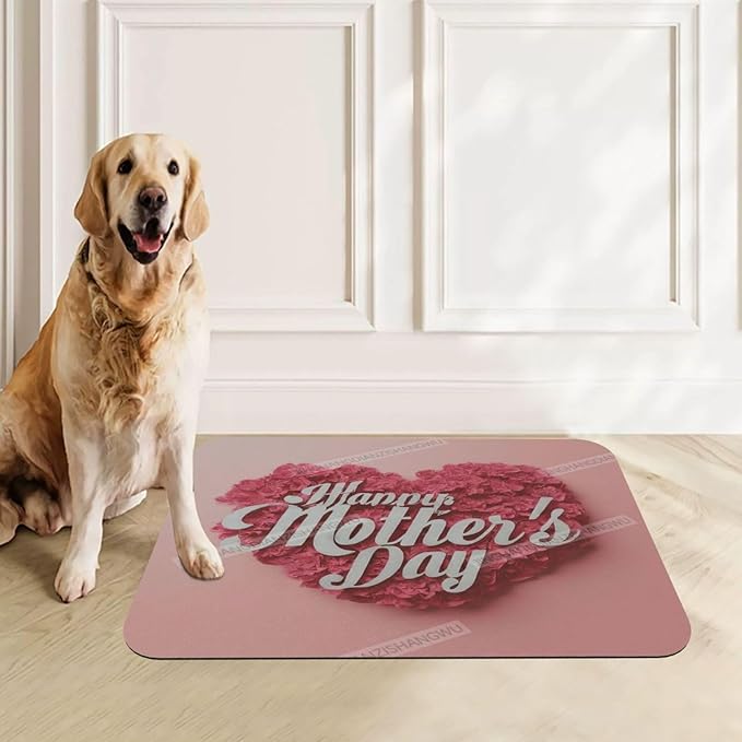 Pet Feeding Mat Absorbent Dog Mat for Food and Water Bowl Dog Accessories Happy Mother's Day Floral Gift for Mom Fd Pet Supplies Dogs Quick Dry Cat Water Dispenser Mats 18X12In