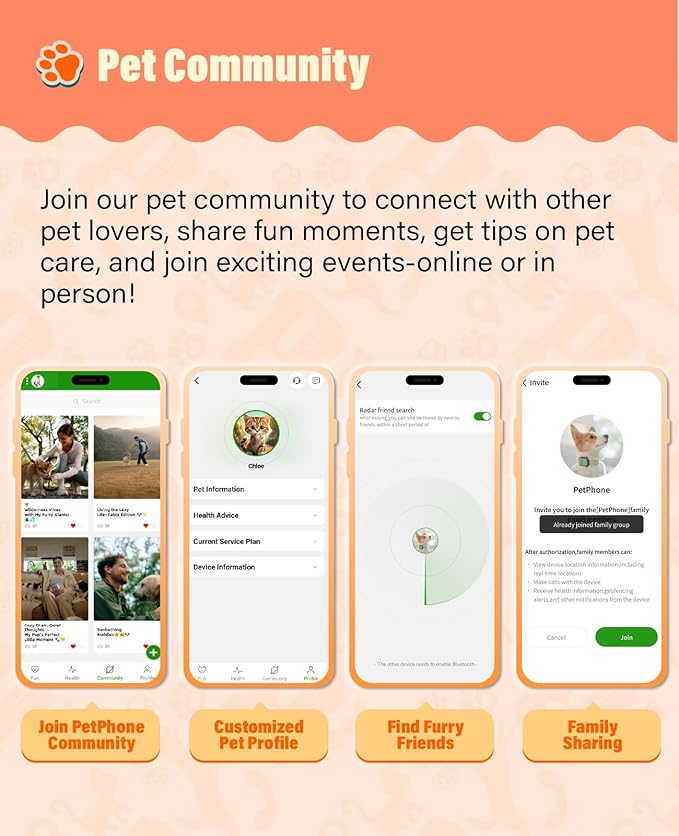 GlocalMe PetPhone Pet Tracker with 1 Year Service, Support Play Music and Two-Way Call, Pet Community and AI Health Alerts, Real Time Tracking and Virtual Fence, Global GPS Tracker for Dog and Cat