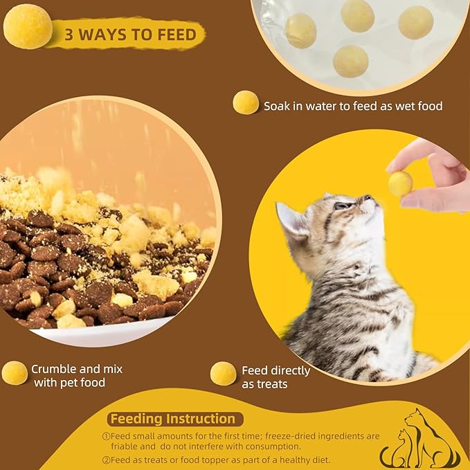 Dehydrated Quail Egg Yolk Snacks for Cats and Dogs Training, Natural Dog Food Limited Ingredient, Healthy Tasty Freeze-Dried Pet Treats for Dogs Cats (M, Egg)