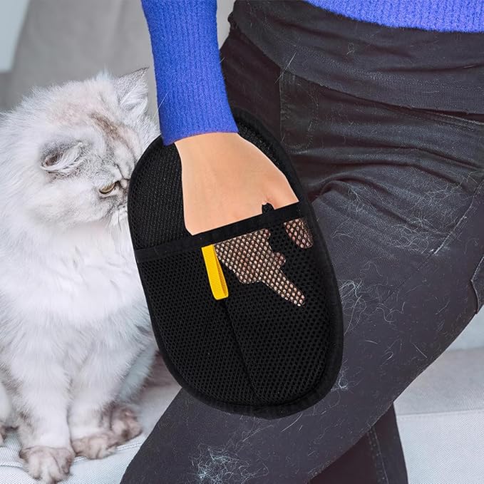 2Pcs Pet Grooming Gloves Reusable Double Sided Hair for Dogs and Cats Static Resistant Fibers for Washing Cleaning for Daily Use and Hard to Reach