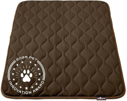 Paw Inspired Washable Padded Crate Mats for Dogs | 41” x 28” Pad, Fits 42-inch Kennels | Leakproof, Waterproof Bottom, Plush Pet Beds (Dark Brown)